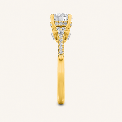 1.5CT Round Cut Lab Grown Diamond Accented Two Tone Engagement Ring