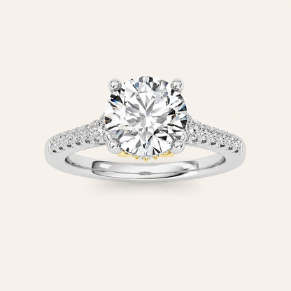 1.5CT Round Cut Lab Grown Diamond Accented Two Tone Engagement Ring