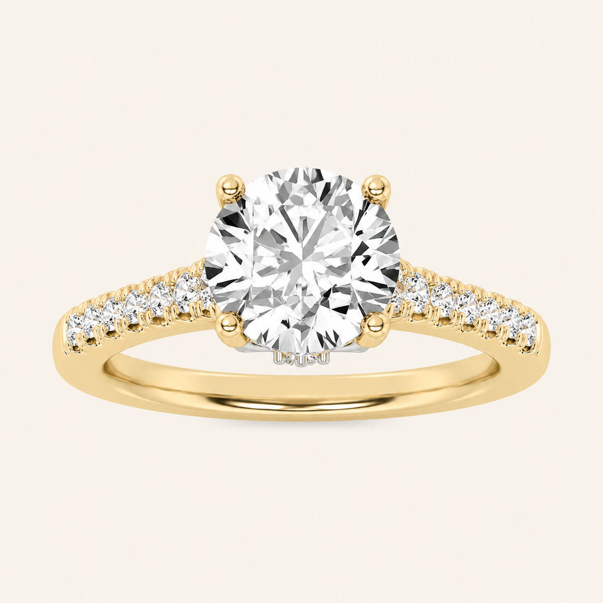 1.5CT Round Cut Lab Grown Diamond Accented Two Tone Engagement Ring