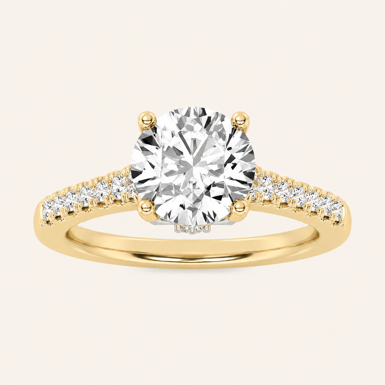 1.5CT Round Cut Lab Grown Diamond Accented Two Tone Engagement Ring