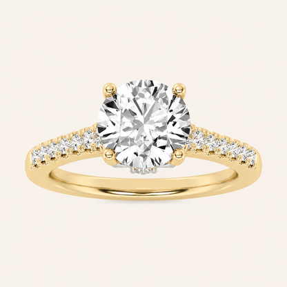1.5CT Round Cut Lab Grown Diamond Accented Two Tone Engagement Ring