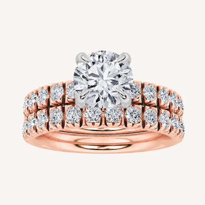 2CT Round Cut Lab Grown Diamond Classic Accented Bridal Set