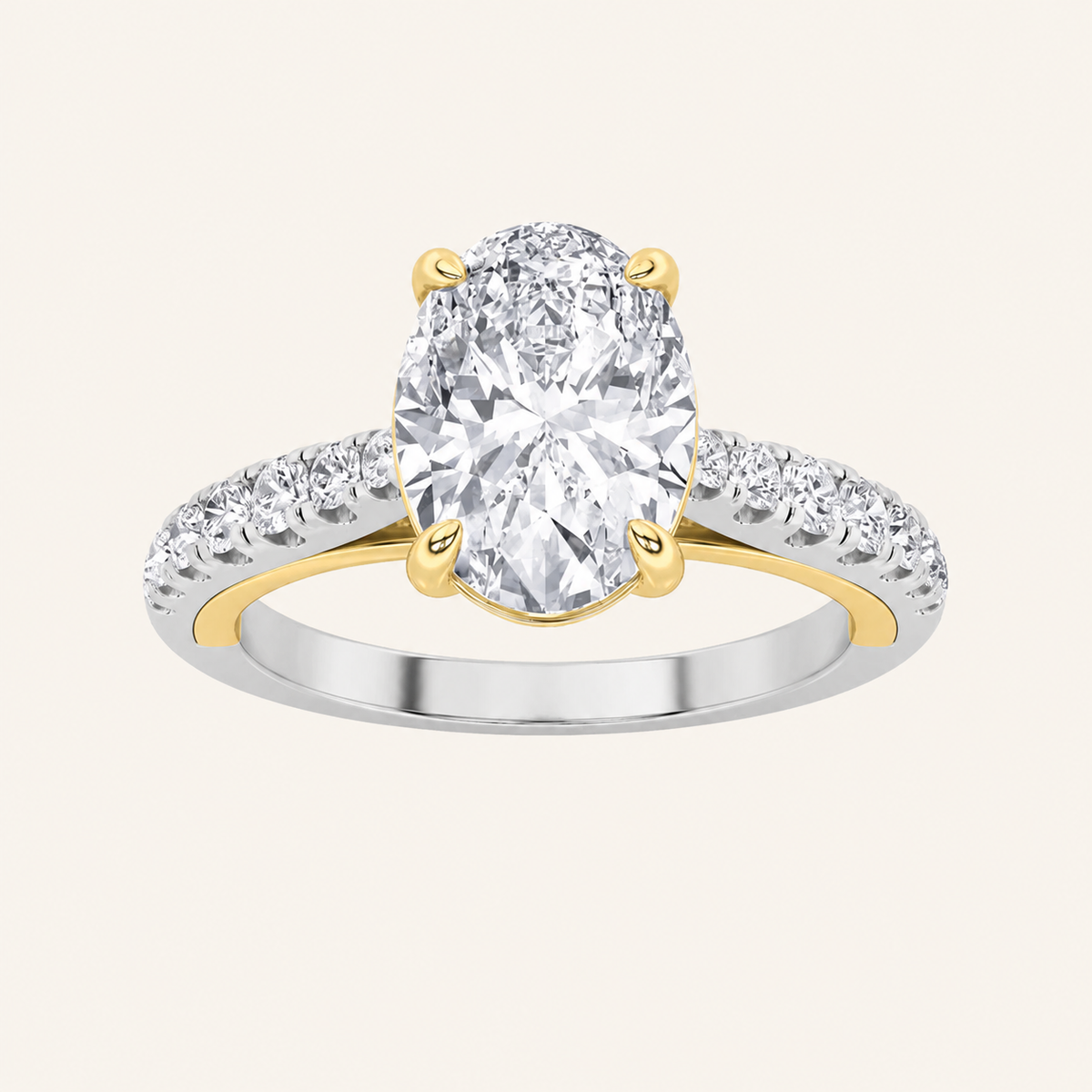 2CT Oval Cut Lab Grown Diamond Solitaire Engagement Ring
