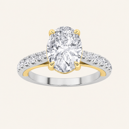2CT Oval Cut Lab Grown Diamond Solitaire Engagement Ring