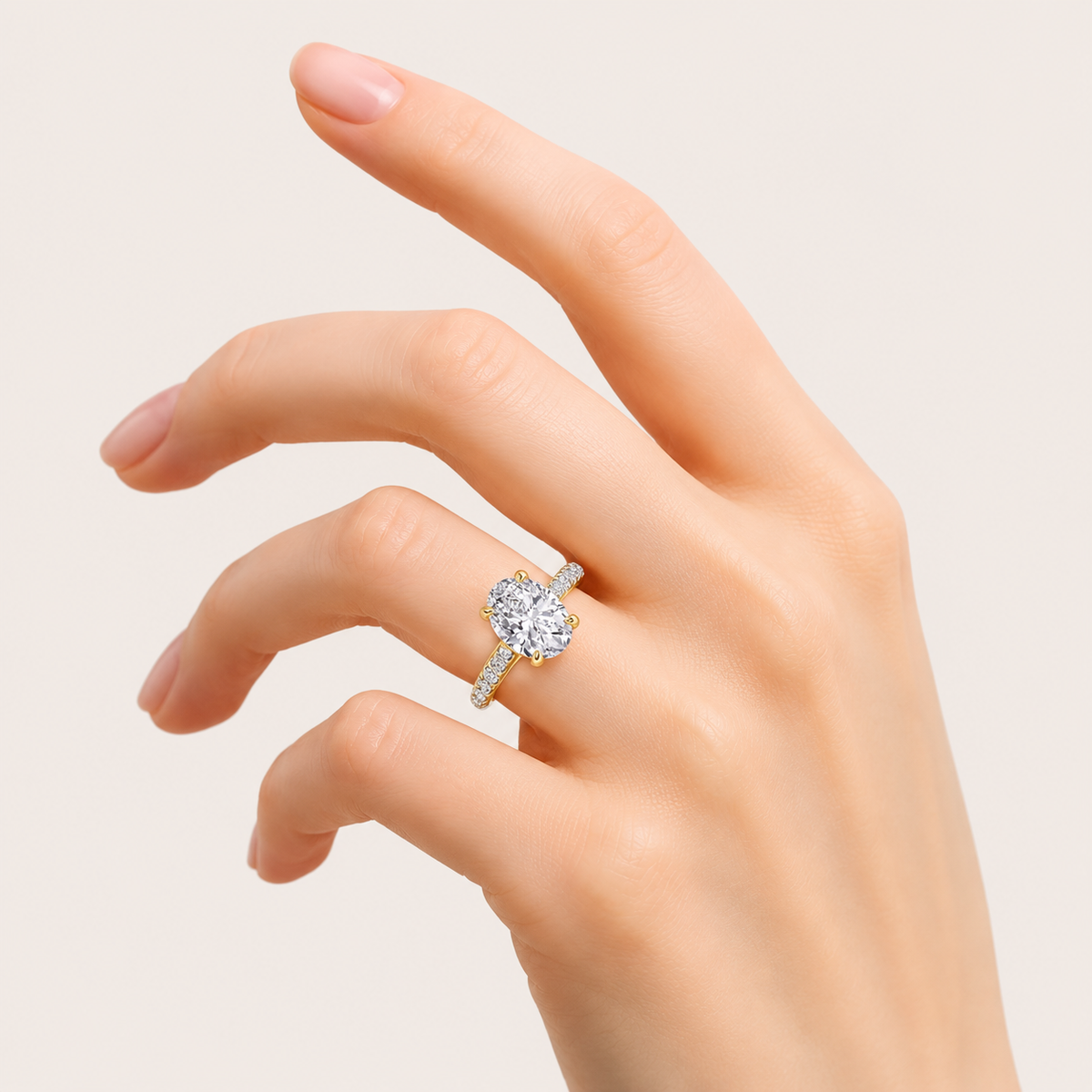 2CT Oval Cut Lab Grown Diamond Solitaire Engagement Ring
