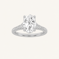 1.5CT Oval Cut Lab Grown Diamond Accented Engagement Ring