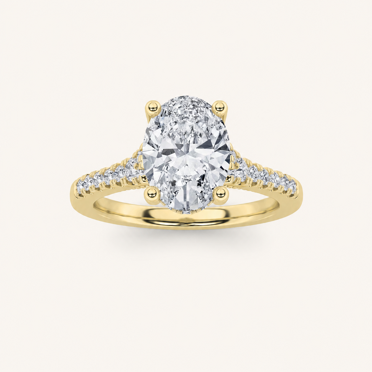 1.5CT Oval Cut Lab Grown Diamond Accented Engagement Ring