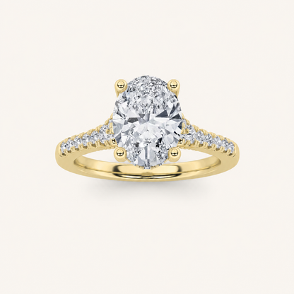 1.5CT Oval Cut Lab Grown Diamond Accented Engagement Ring