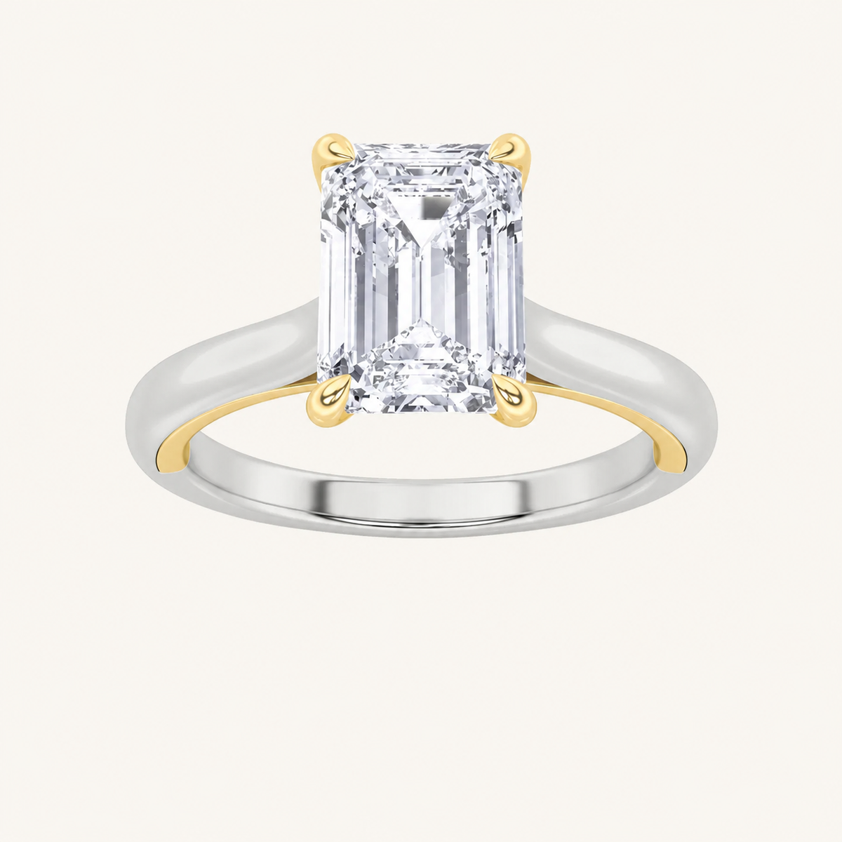2CT Emerald Cut Lab Grown Diamond Solitaire Engagement Ring