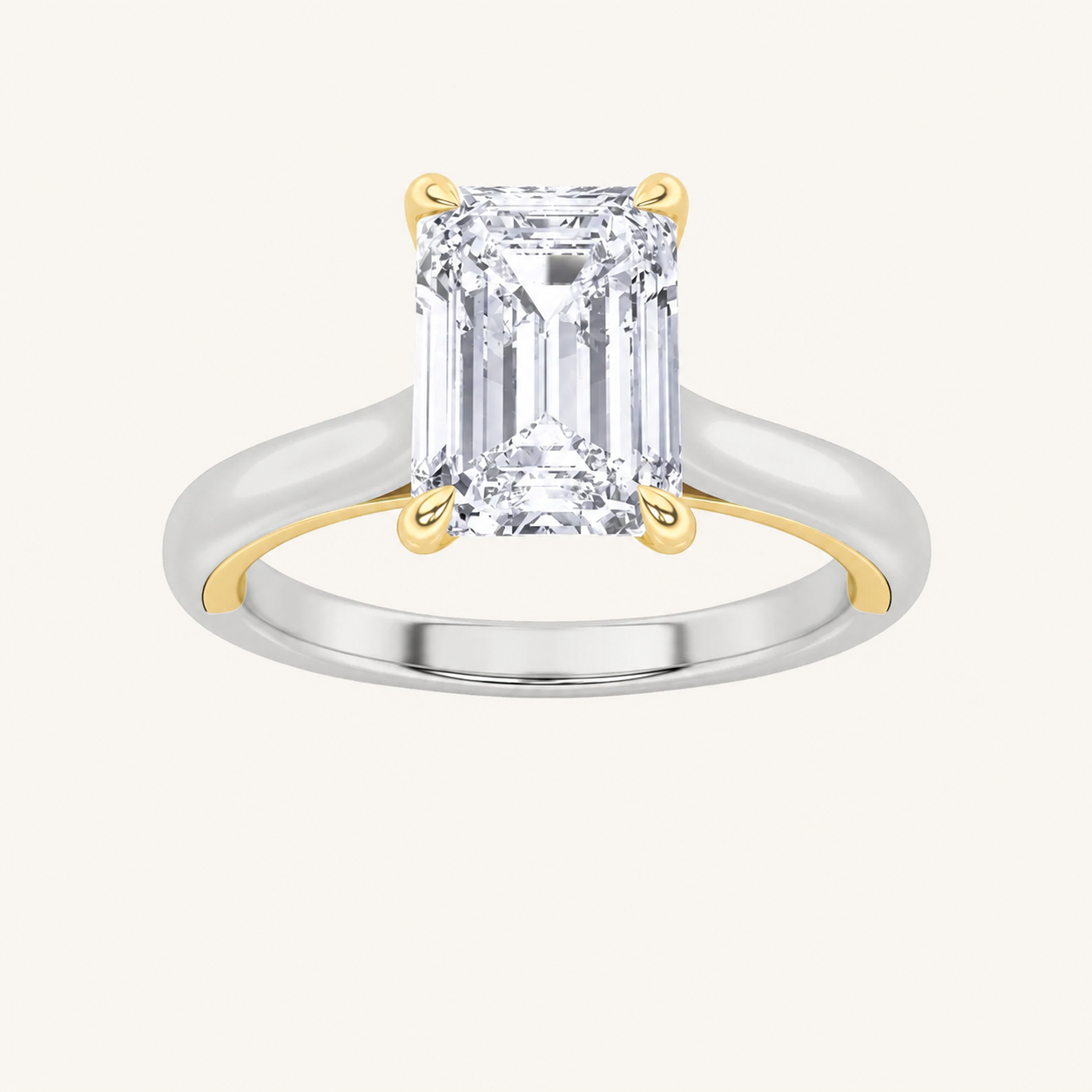 2CT Emerald Cut Lab Grown Diamond Solitaire Engagement Ring