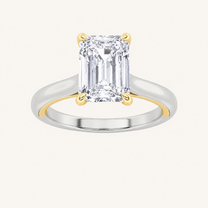 2CT Emerald Cut Lab Grown Diamond Solitaire Engagement Ring