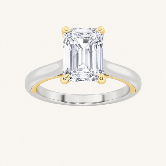 2CT Emerald Cut Lab Grown Diamond Solitaire Engagement Ring