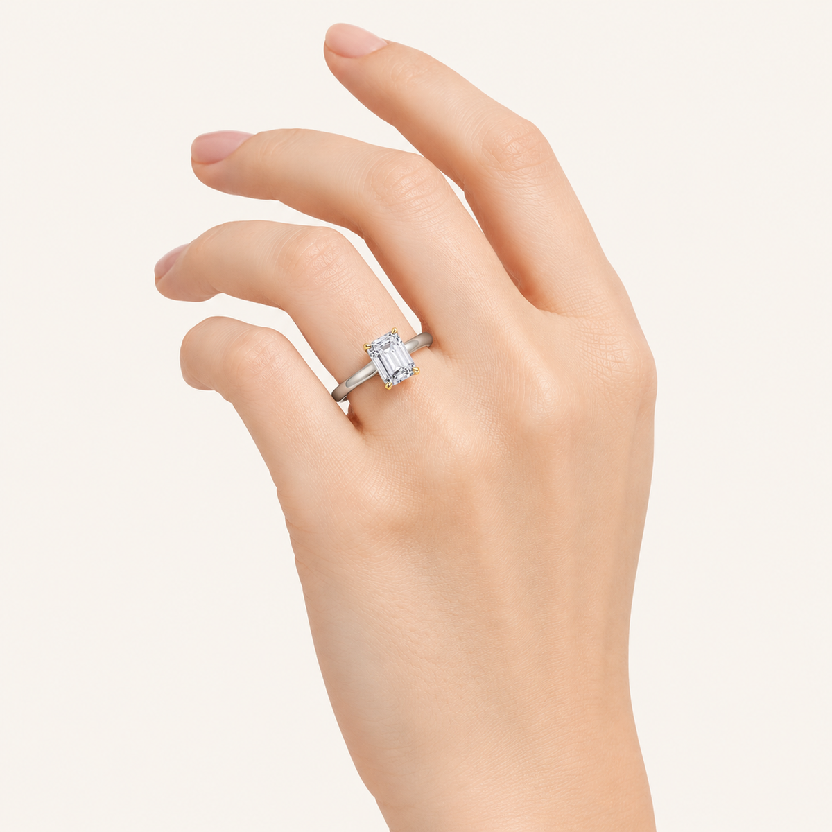 2CT Emerald Cut Lab Grown Diamond Solitaire Engagement Ring