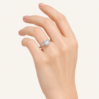 2CT Emerald Cut Lab Grown Diamond Solitaire Engagement Ring