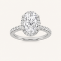 2CT Oval Cut Lab Grown Diamond Halo Accented Engagement Ring