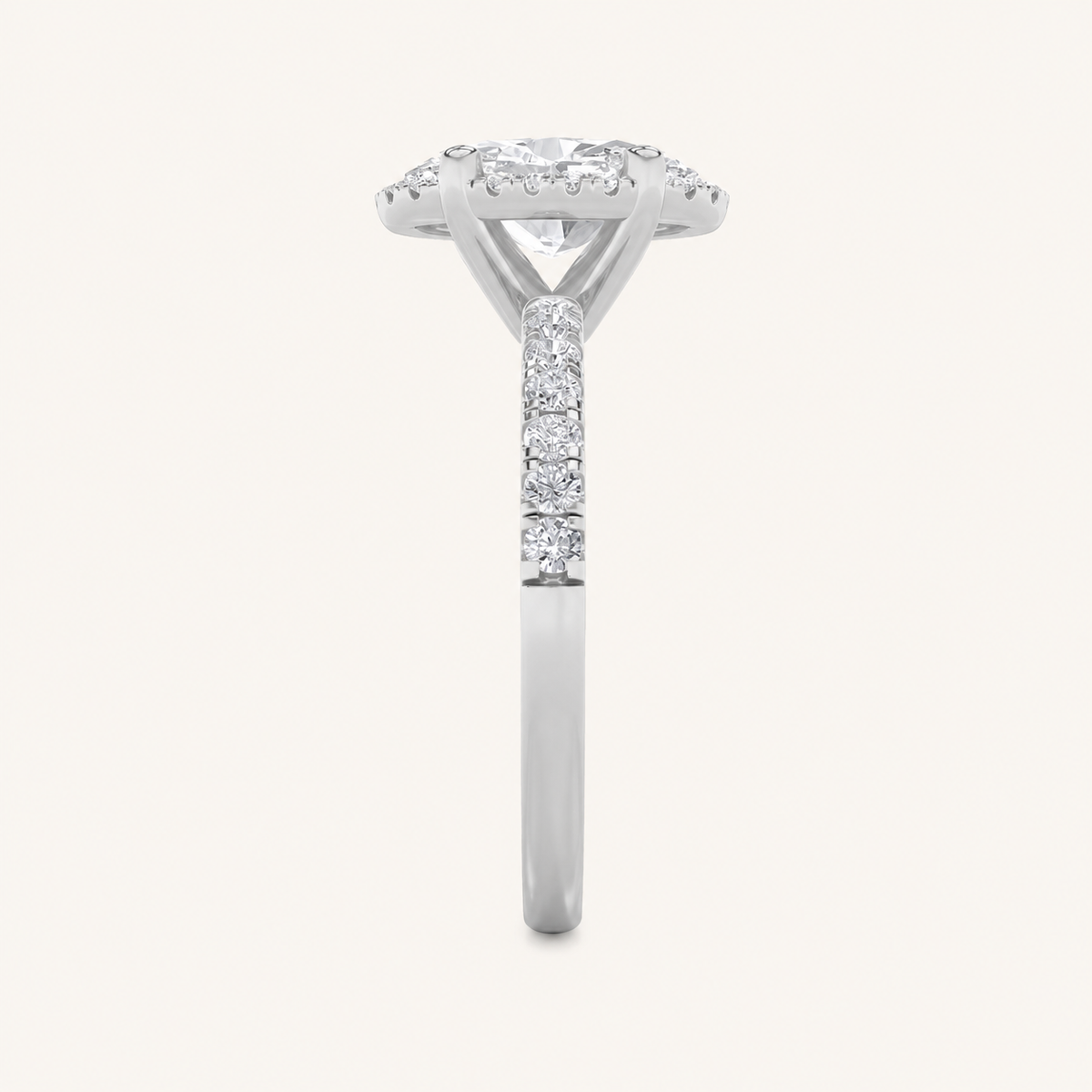 2CT Oval Cut Lab Grown Diamond Halo Accented Engagement Ring