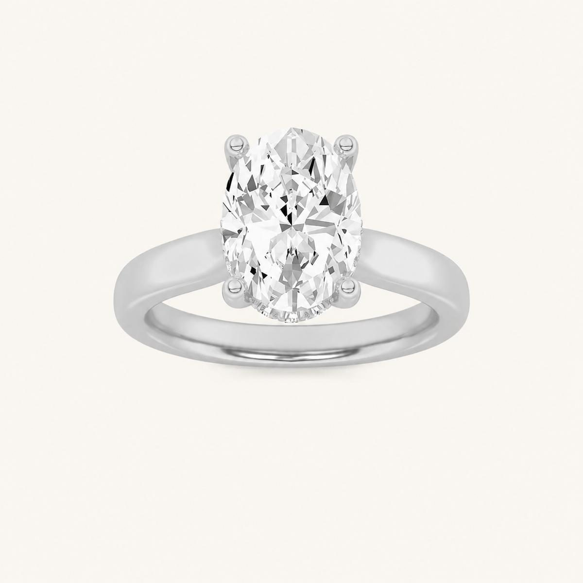 2.00CT Oval Cut Lab Grown Diamond Cathedral Shank Solitaire Ring