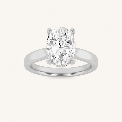 2.00CT Oval Cut Lab Grown Diamond Cathedral Shank Solitaire Ring