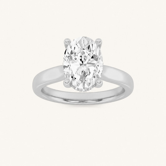2.00CT Oval Cut Lab Grown Diamond Cathedral Shank Solitaire Ring