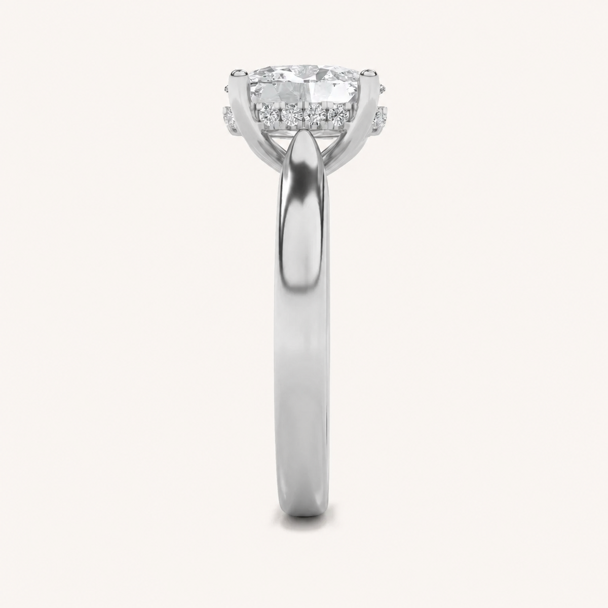 2.00CT Oval Cut Lab Grown Diamond Cathedral Shank Solitaire Ring