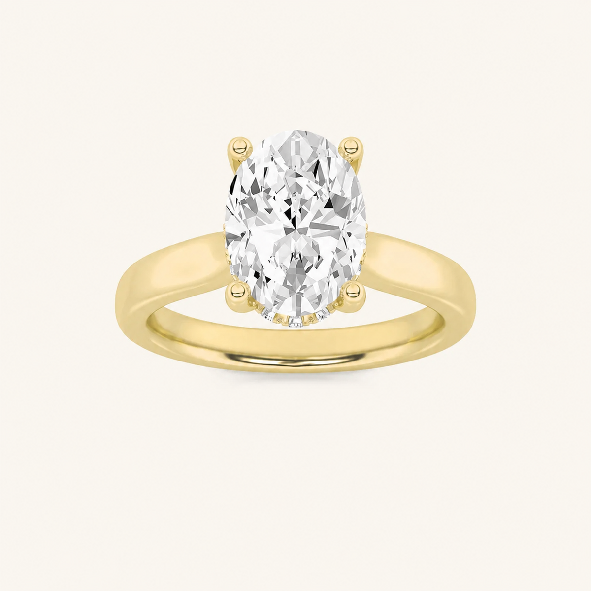 2.00CT Oval Cut Lab Grown Diamond Cathedral Shank Solitaire Ring