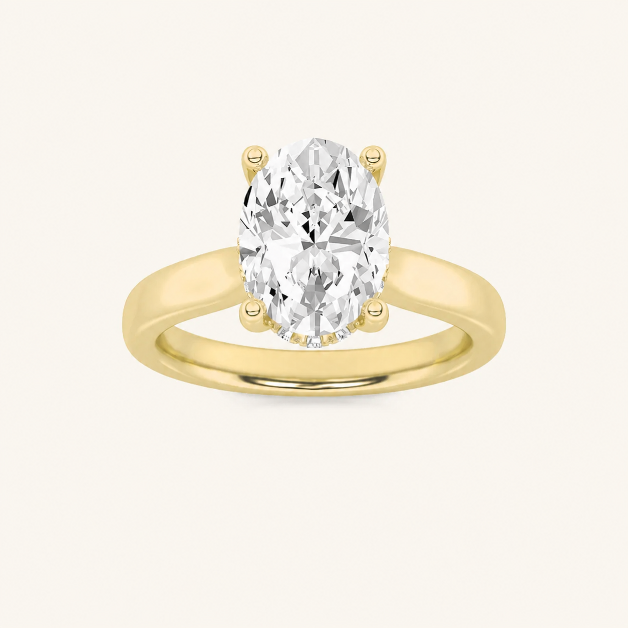 2.00CT Oval Cut Lab Grown Diamond Cathedral Shank Solitaire Ring