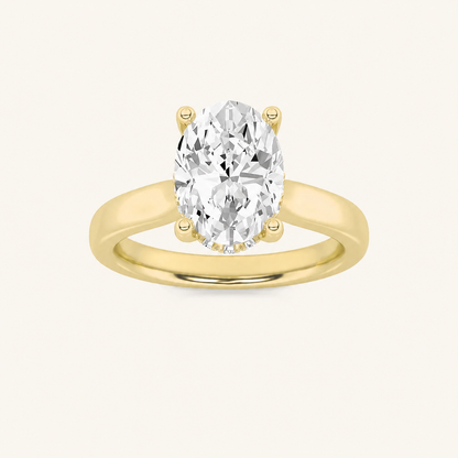 2.00CT Oval Cut Lab Grown Diamond Cathedral Shank Solitaire Ring