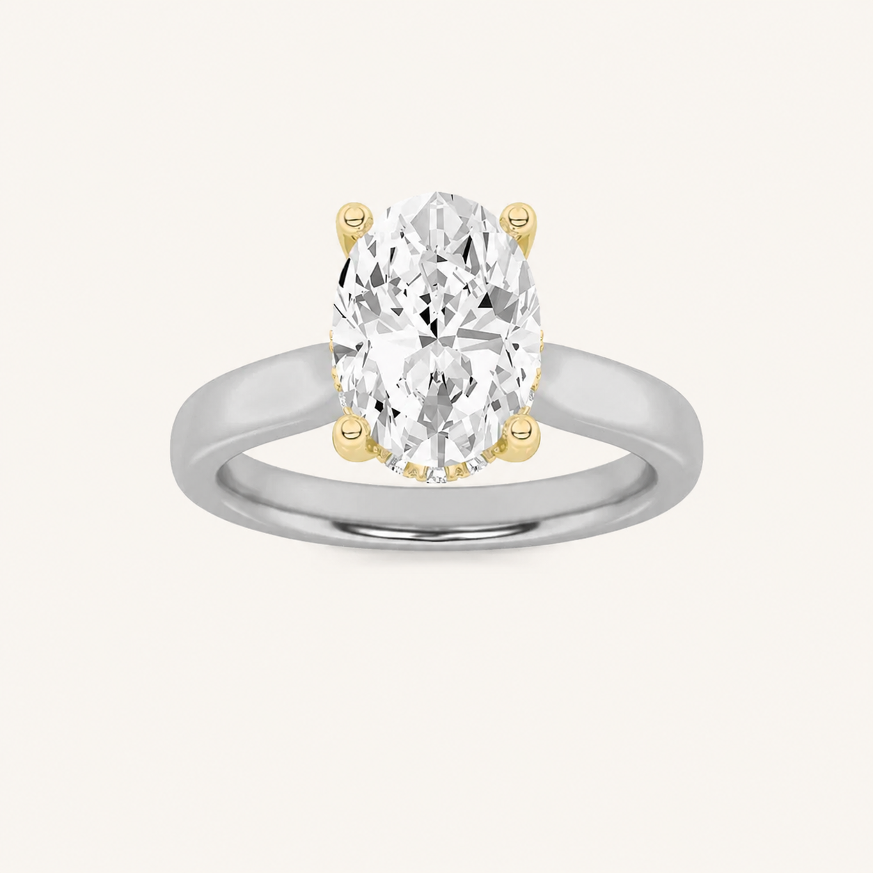 2.00CT Oval Cut Lab Grown Diamond Cathedral Shank Solitaire Ring