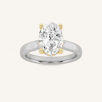 2.00CT Oval Cut Lab Grown Diamond Cathedral Shank Solitaire Ring