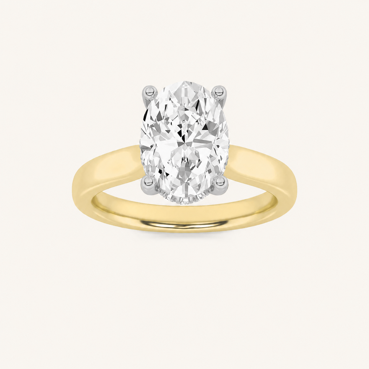 2.00CT Oval Cut Lab Grown Diamond Cathedral Shank Solitaire Ring