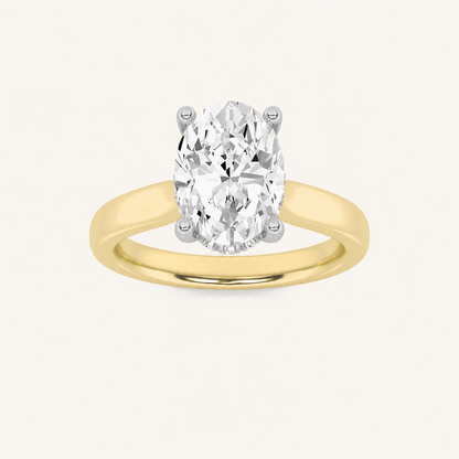 2.00CT Oval Cut Lab Grown Diamond Cathedral Shank Solitaire Ring