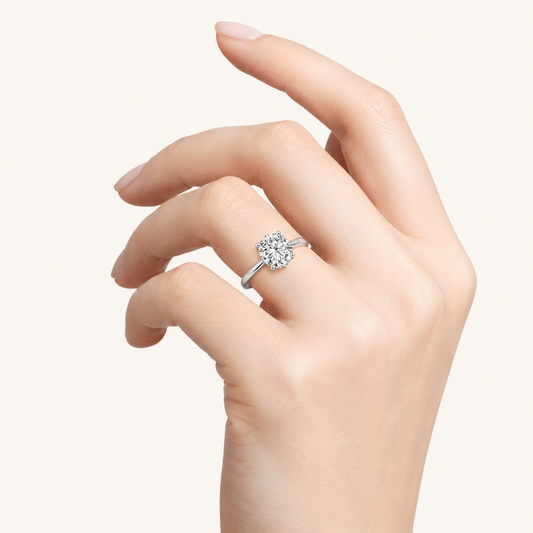 3.00 CT Round Cut Lab Grown Diamond Cathedral Shank Solitaire Ring