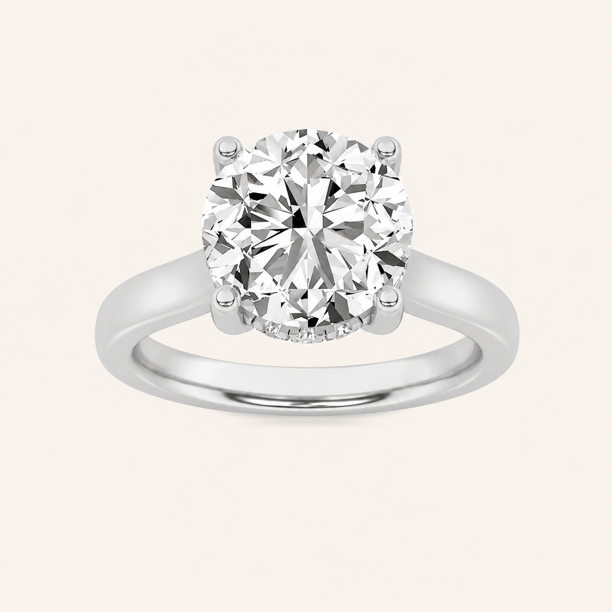 3.00 CT Round Cut Lab Grown Diamond Cathedral Shank Solitaire Ring