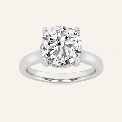 3.00 CT Round Cut Lab Grown Diamond Cathedral Shank Solitaire Ring