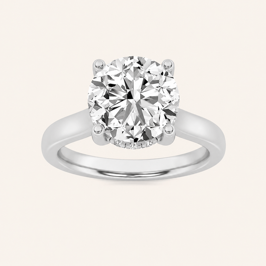 3.00 CT Round Cut Lab Grown Diamond Cathedral Shank Solitaire Ring
