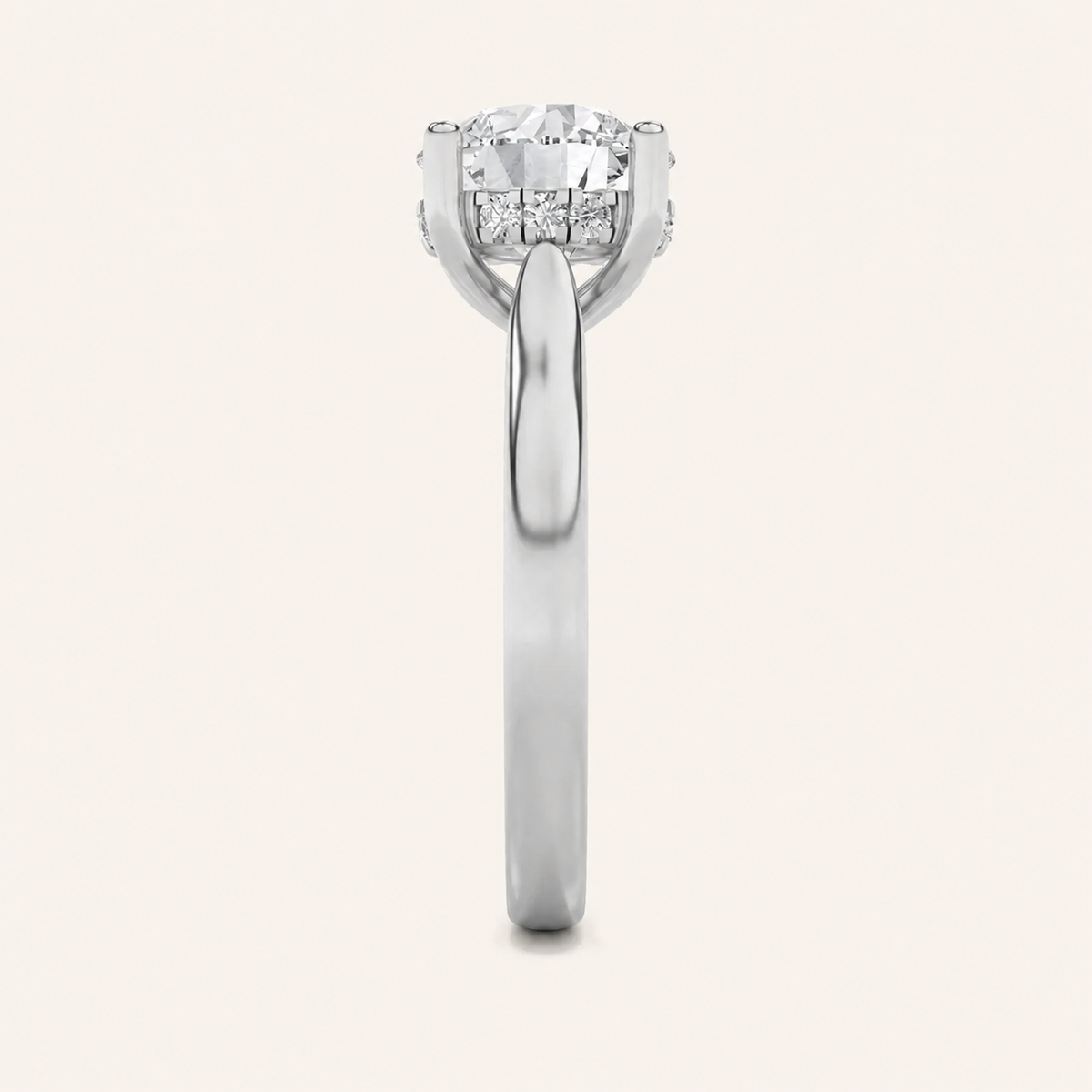 3.00 CT Round Cut Lab Grown Diamond Cathedral Shank Solitaire Ring