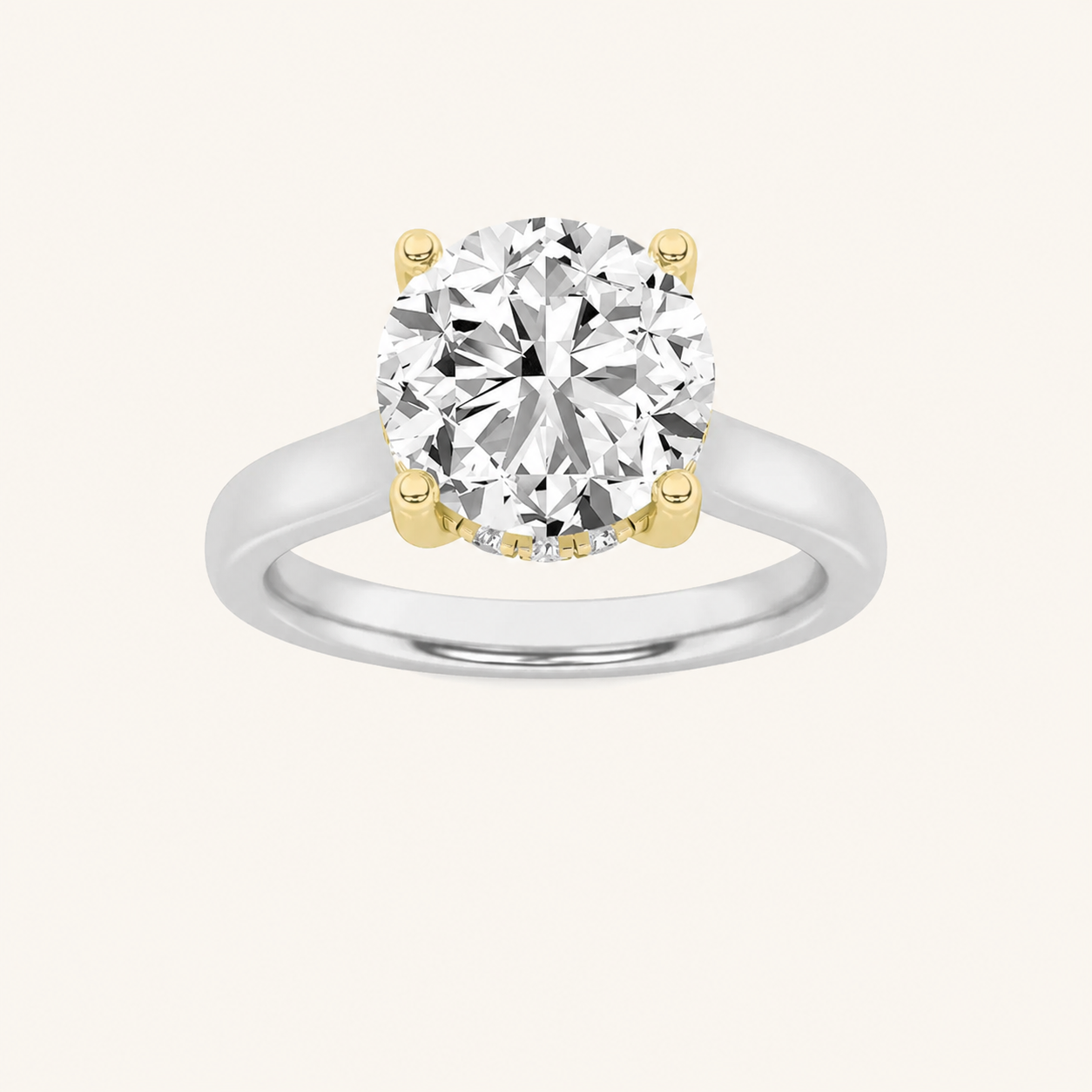 3.00 CT Round Cut Lab Grown Diamond Cathedral Shank Solitaire Ring