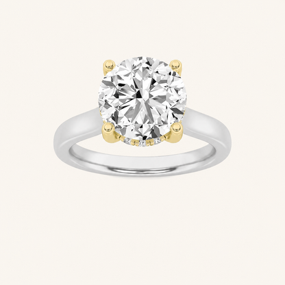 3.00 CT Round Cut Lab Grown Diamond Cathedral Shank Solitaire Ring