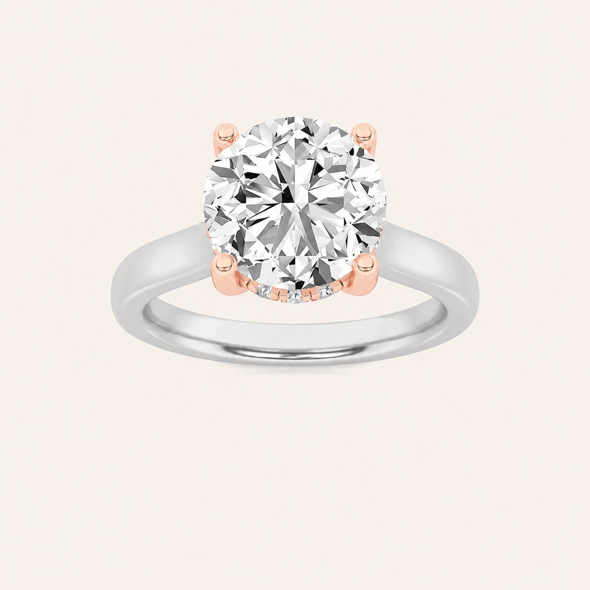3.00 CT Round Cut Lab Grown Diamond Cathedral Shank Solitaire Ring