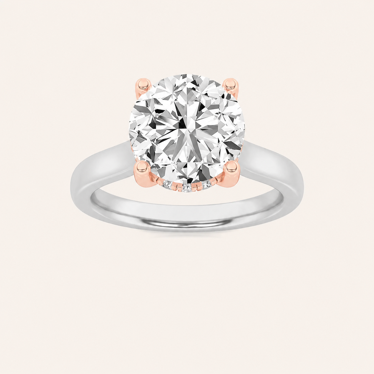 3.00 CT Round Cut Lab Grown Diamond Cathedral Shank Solitaire Ring