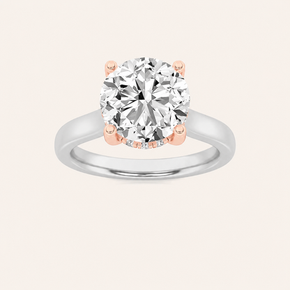 3.00 CT Round Cut Lab Grown Diamond Cathedral Shank Solitaire Ring