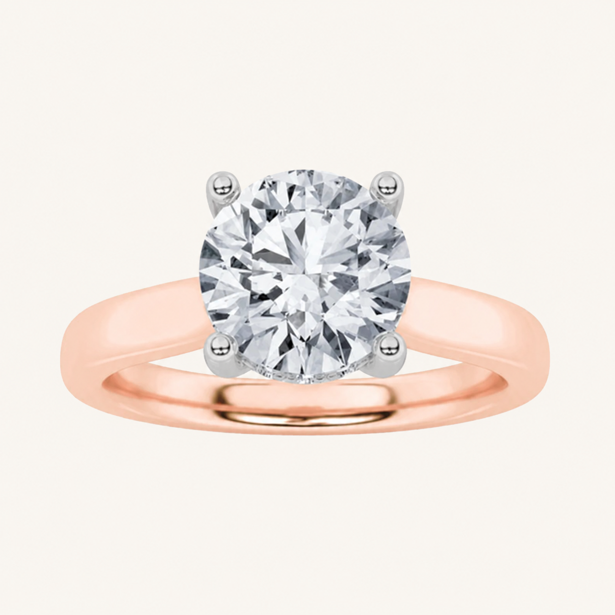 3.00 CT Round Cut Lab Grown Diamond Cathedral Shank Solitaire Ring