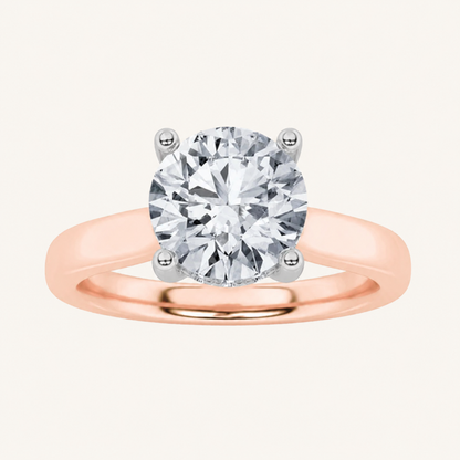 3.00 CT Round Cut Lab Grown Diamond Cathedral Shank Solitaire Ring