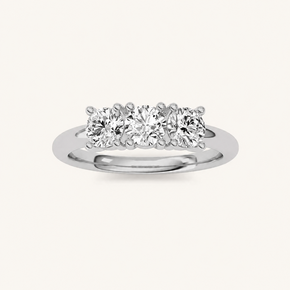 0.75 CT Round Cut Lab Grown Diamond Three Stone Ring