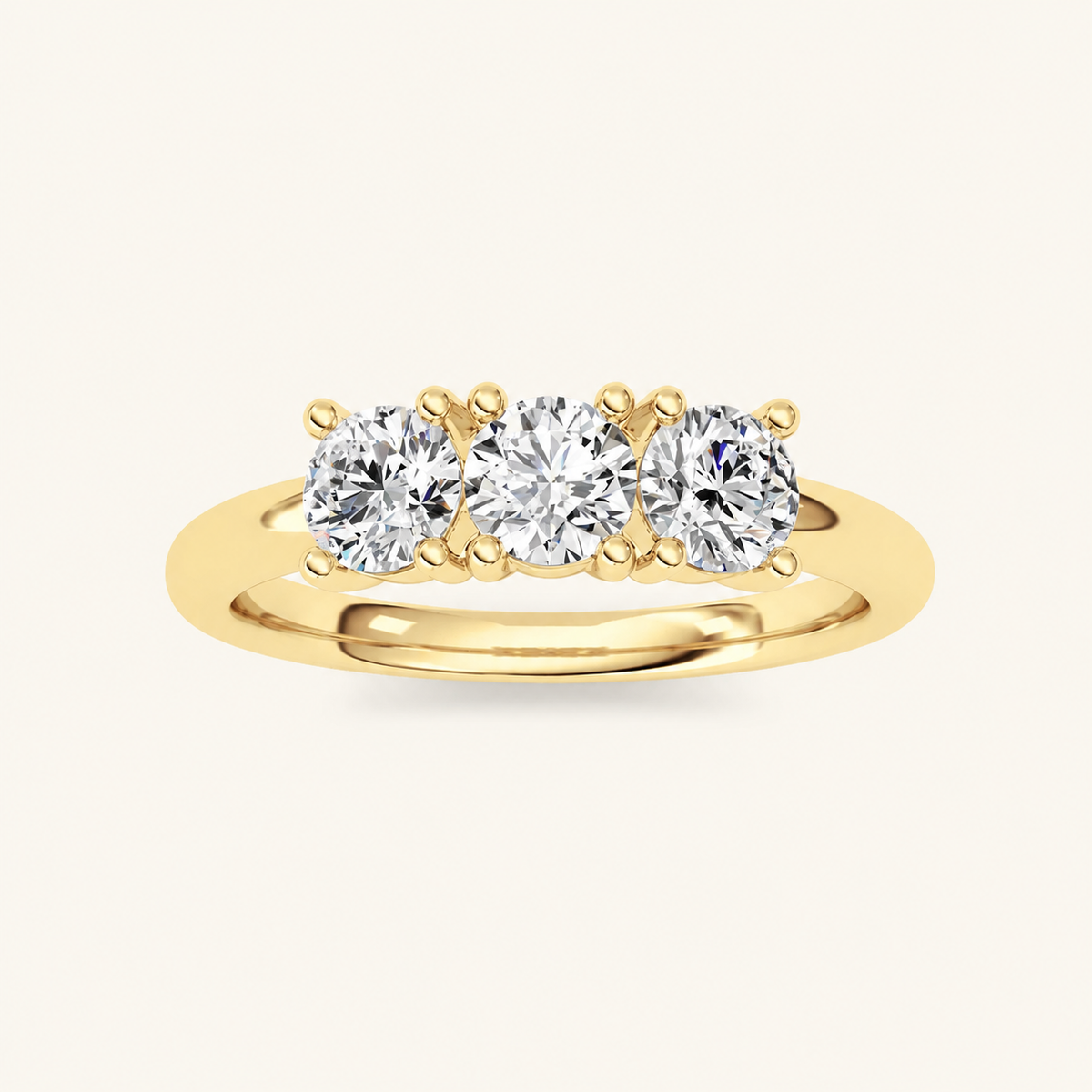 0.75 CT Round Cut Lab Grown Diamond Three Stone Ring