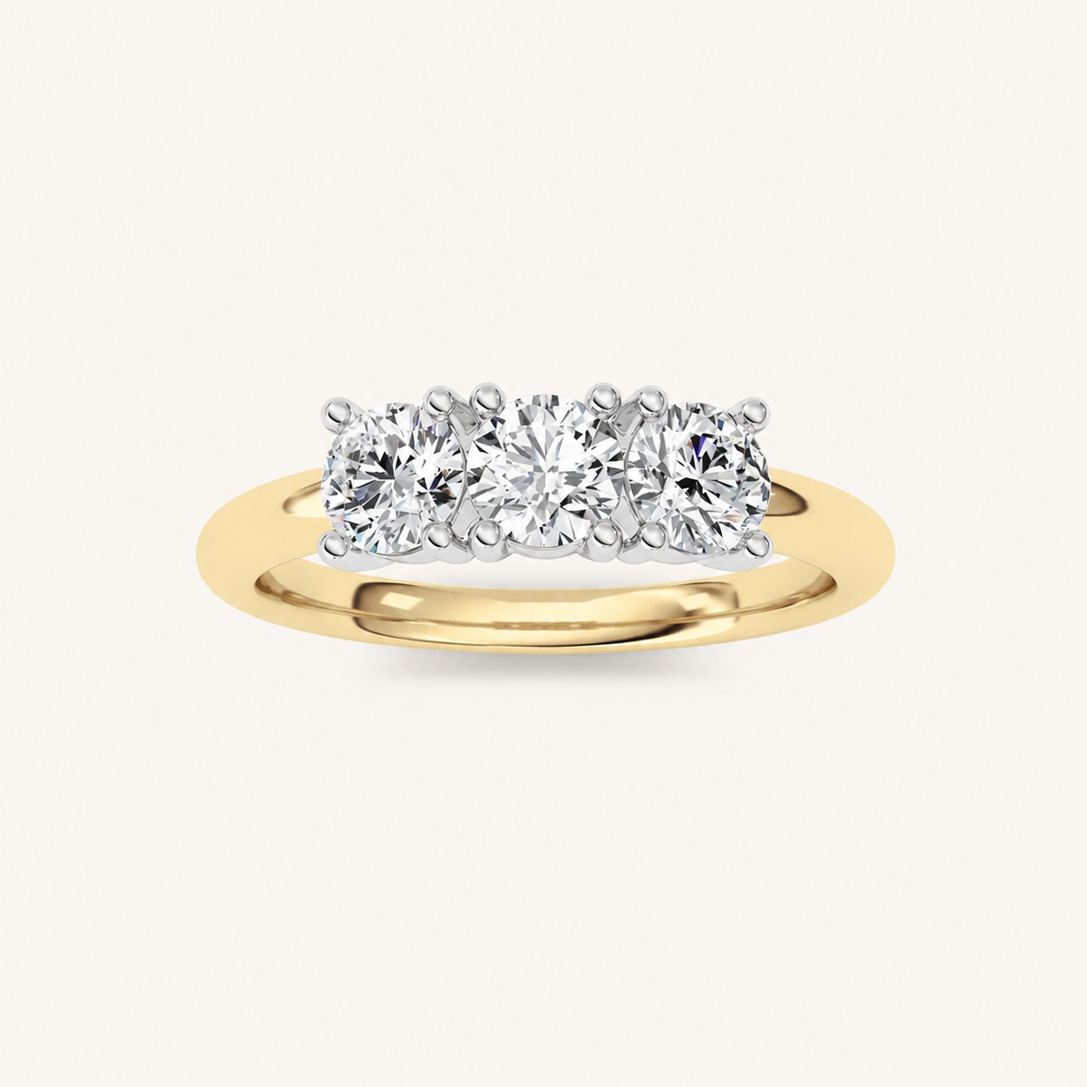 0.75 CT Round Cut Lab Grown Diamond Three Stone Ring