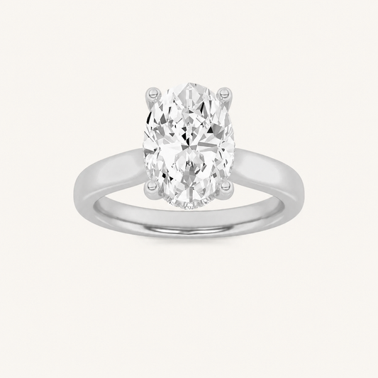 1.00 CT Oval Cut Lab Grown Diamond Cathedral Shank Solitaire Ring