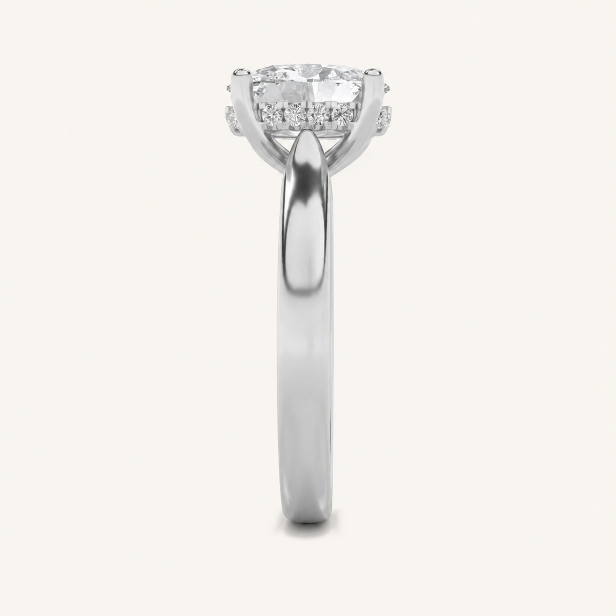 1.00 CT Oval Cut Lab Grown Diamond Cathedral Shank Solitaire Ring