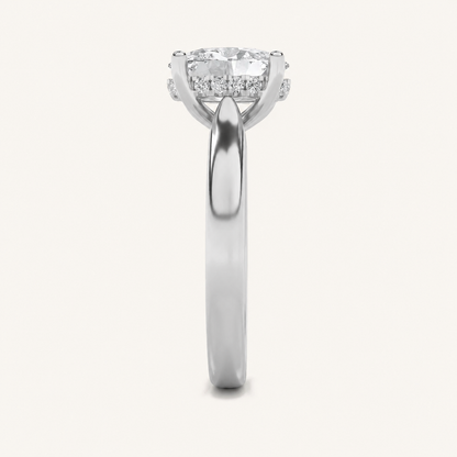 1.00 CT Oval Cut Lab Grown Diamond Cathedral Shank Solitaire Ring