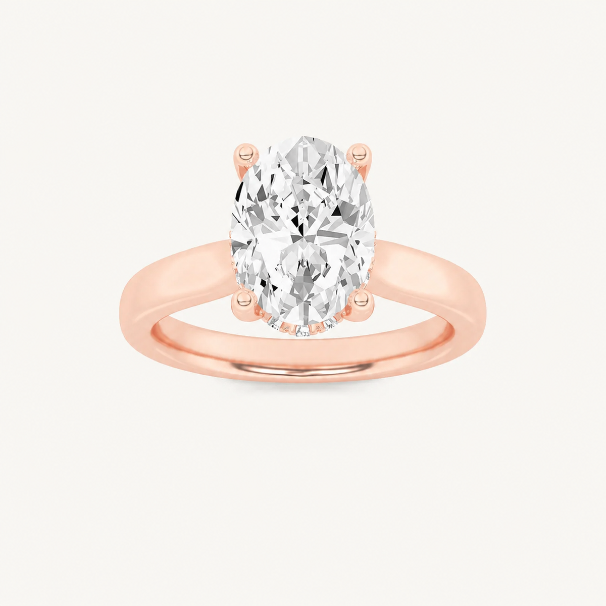 1.00 CT Oval Cut Lab Grown Diamond Cathedral Shank Solitaire Ring